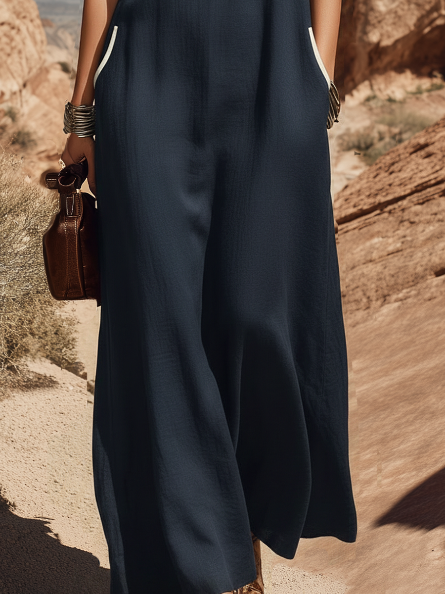 Bohemian Style Sleeveless Hooded Embroidered Maxi Dress