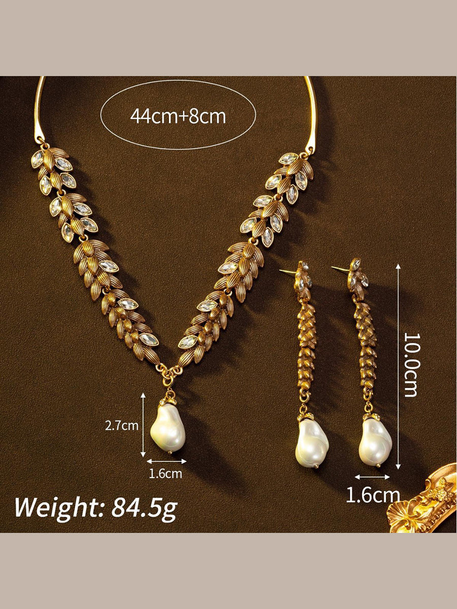 Vintage Retro Leaf And Wheat Ear Necklace