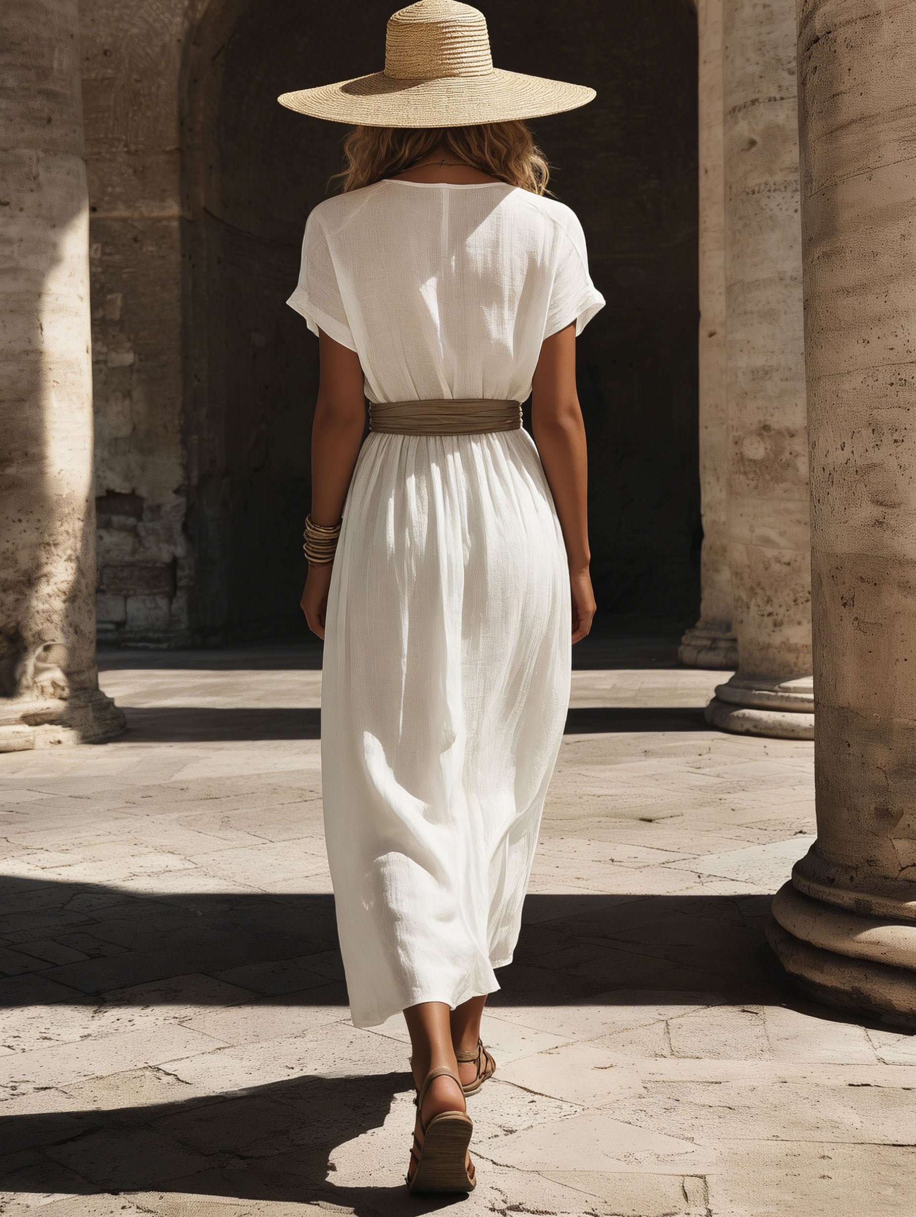 Vacation White Chiffon Short-Sleeve Maxi Dress