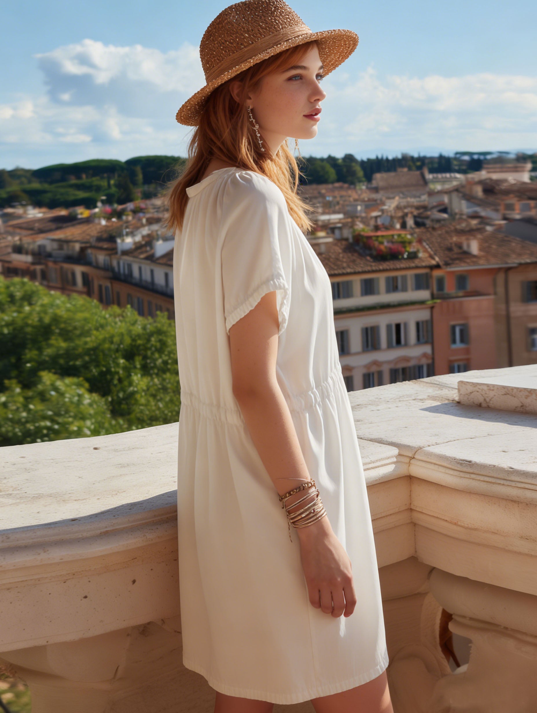 Lightweight White Chiffon Short-Sleeved For Vacation Mini Dress