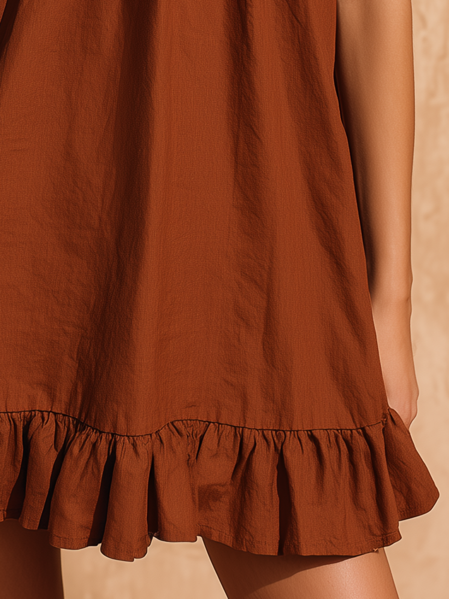 Vacation-Style Loose And Comfortable Red Mini Dress