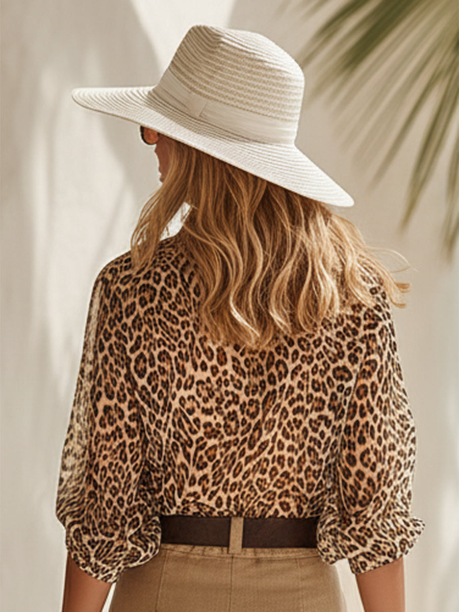 Bohemian Resort Leopard Print Chiffon Shirt