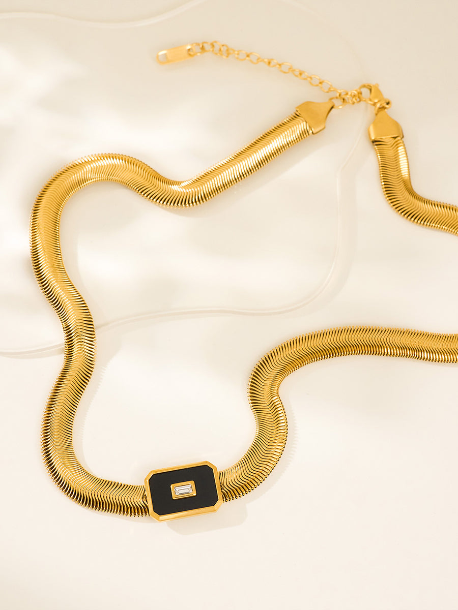 Minimalist Vintage Titanium Steel Snake Chain Bracelet And Necklace