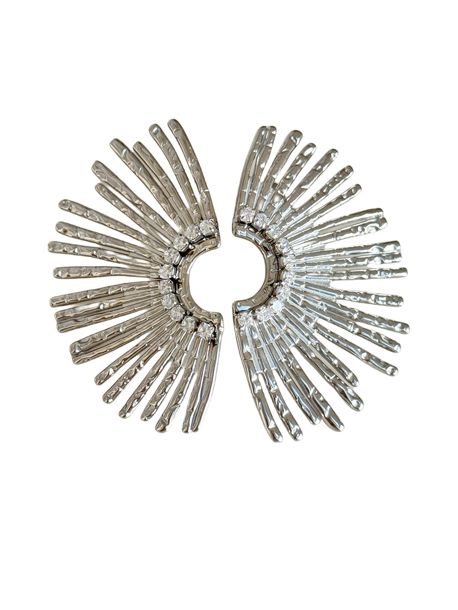 Vintage Titanium Steel Sunburst Zircon Earrings