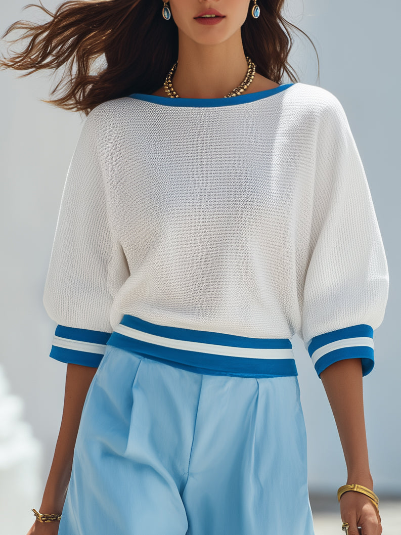 Minimalist Resort Linen Blend Stand Collar Half Button Tassel Hem Three Quarter Sleeve Loose Midi Shirt Dress