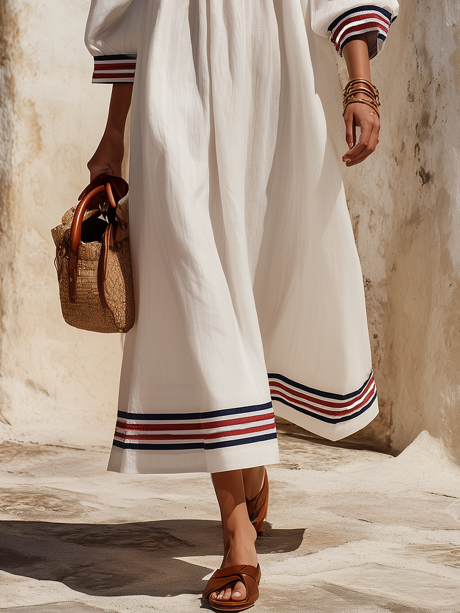 Vacation-style Cut Out Shoulders Long-sleeve Maxi Dress